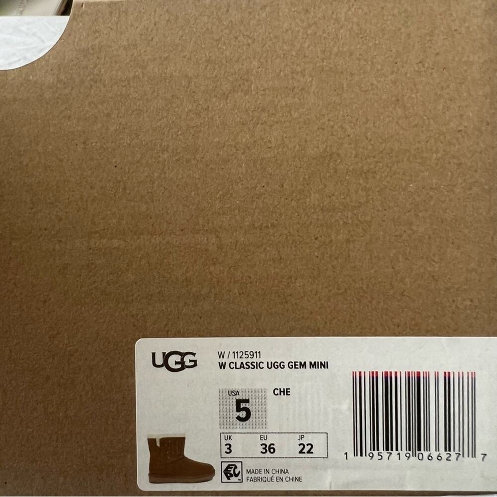 UGG Classic Gem Mini Boots In Chestnut Brown Women Size 5 - Picture 9 of 11